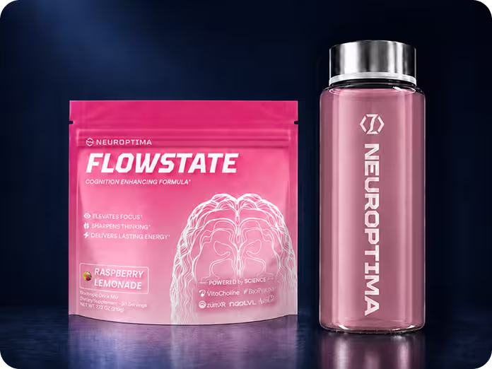 Neuroptima Flowstate drink mix and branded shaker bottle