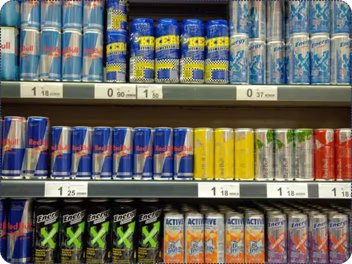 Selection of conventional energy drinks