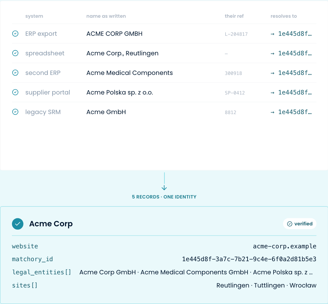 Resolve: Scattered records, one clean company base