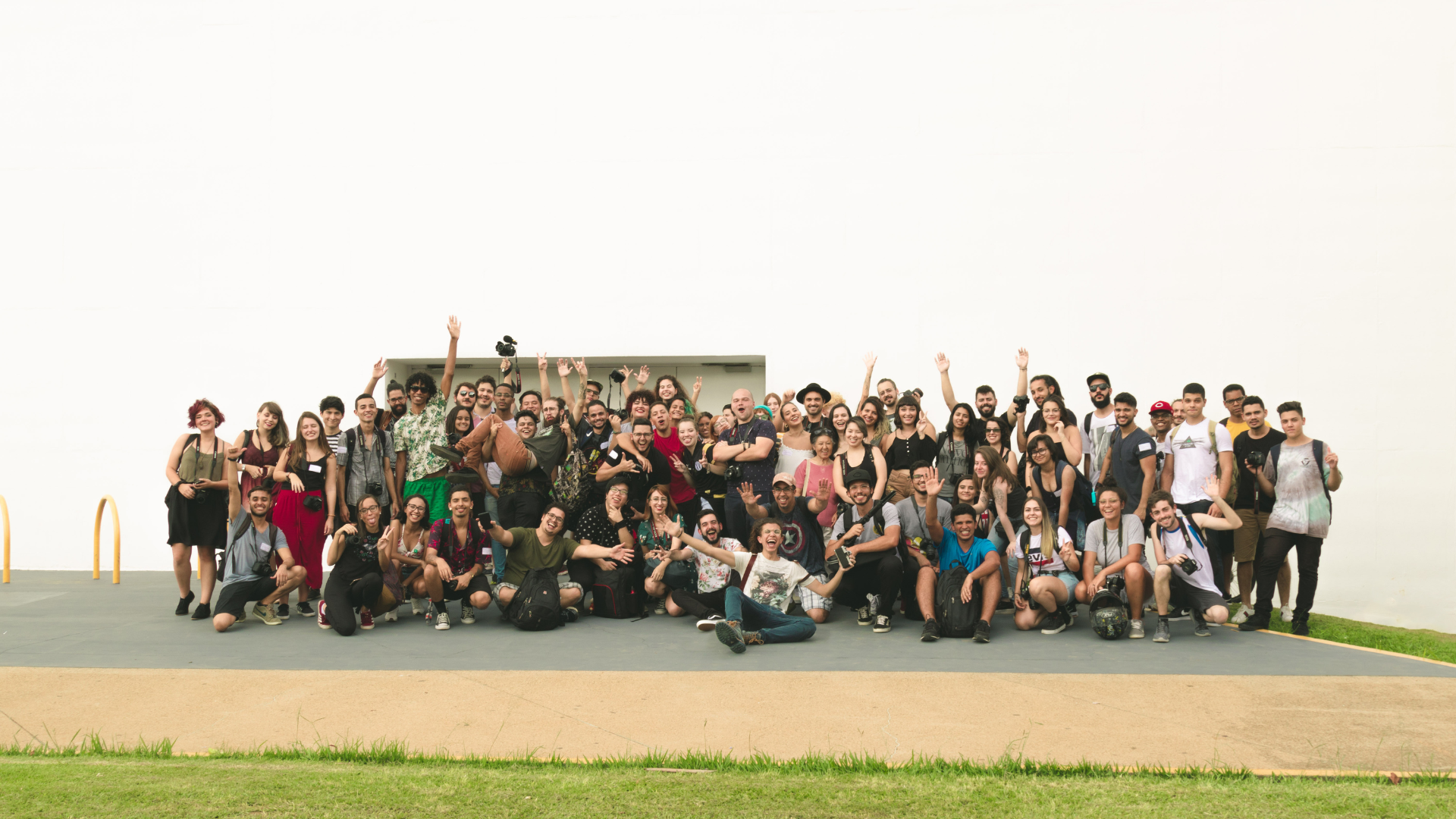 A large group photo taken during a fun team building event powered by ReadySet