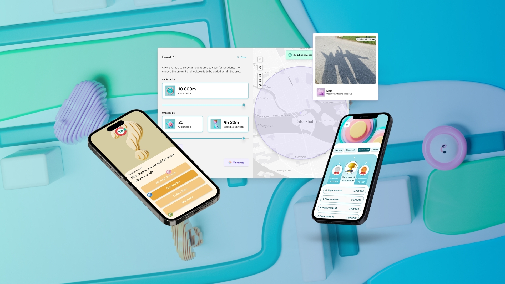 A view of the ReadySet Studio where team building activities are created, and the ReadySet mobile app.