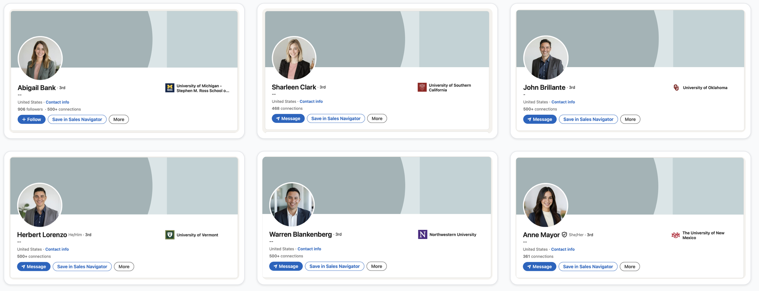 LinkedSDR LinkedIn profile examples 