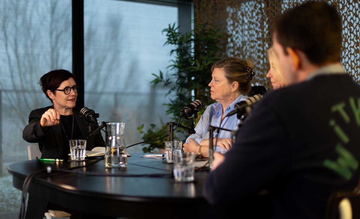 A group of people laughing together
