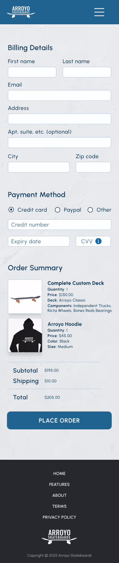 AS Mobile Prototype Checkout Page