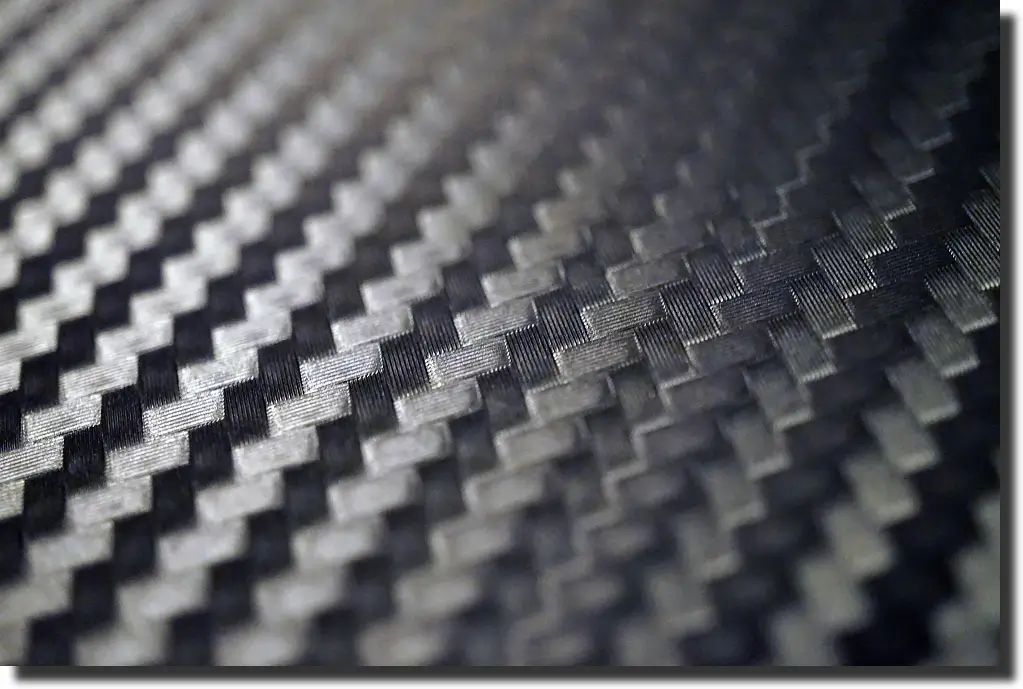 Macro of carbon fiber twill texture; reference for comparing carbon fiber types (HS, IM, HM) when selecting grade
