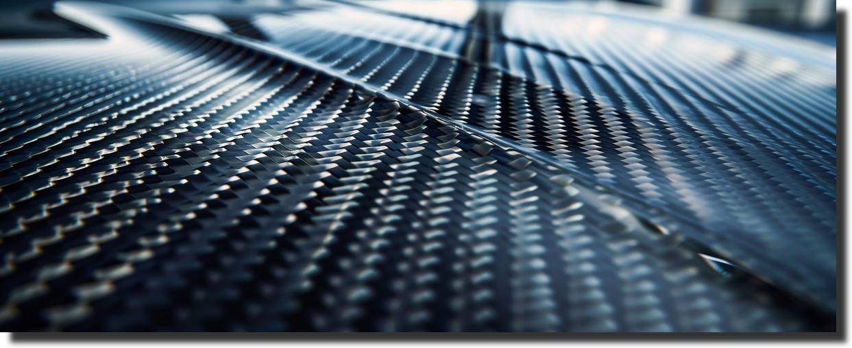 Wide view of reflective carbon fiber surface pattern, illustrating real vs fake carbon fiber and why construction quality matters