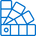 Blue color swatch palette icon.