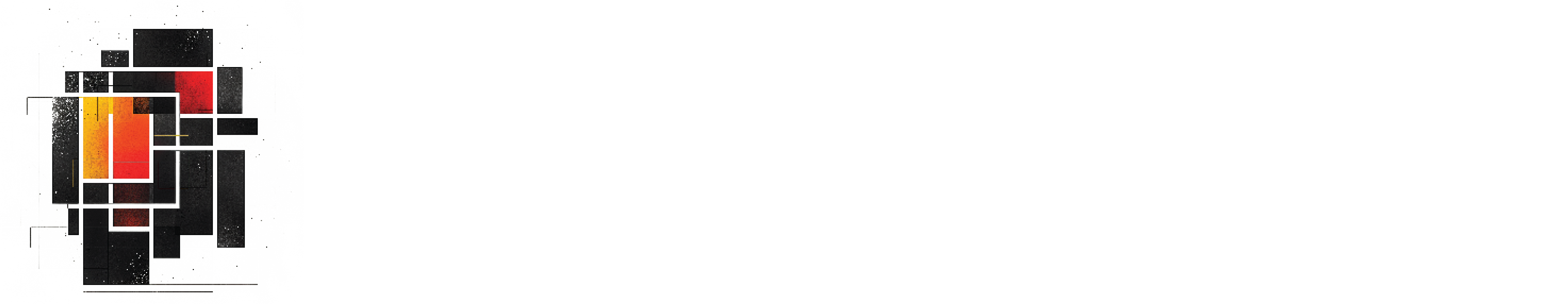 Logo with abstract geometric shapes in orange, red, and black next to the text Radiant City in bold white letters.