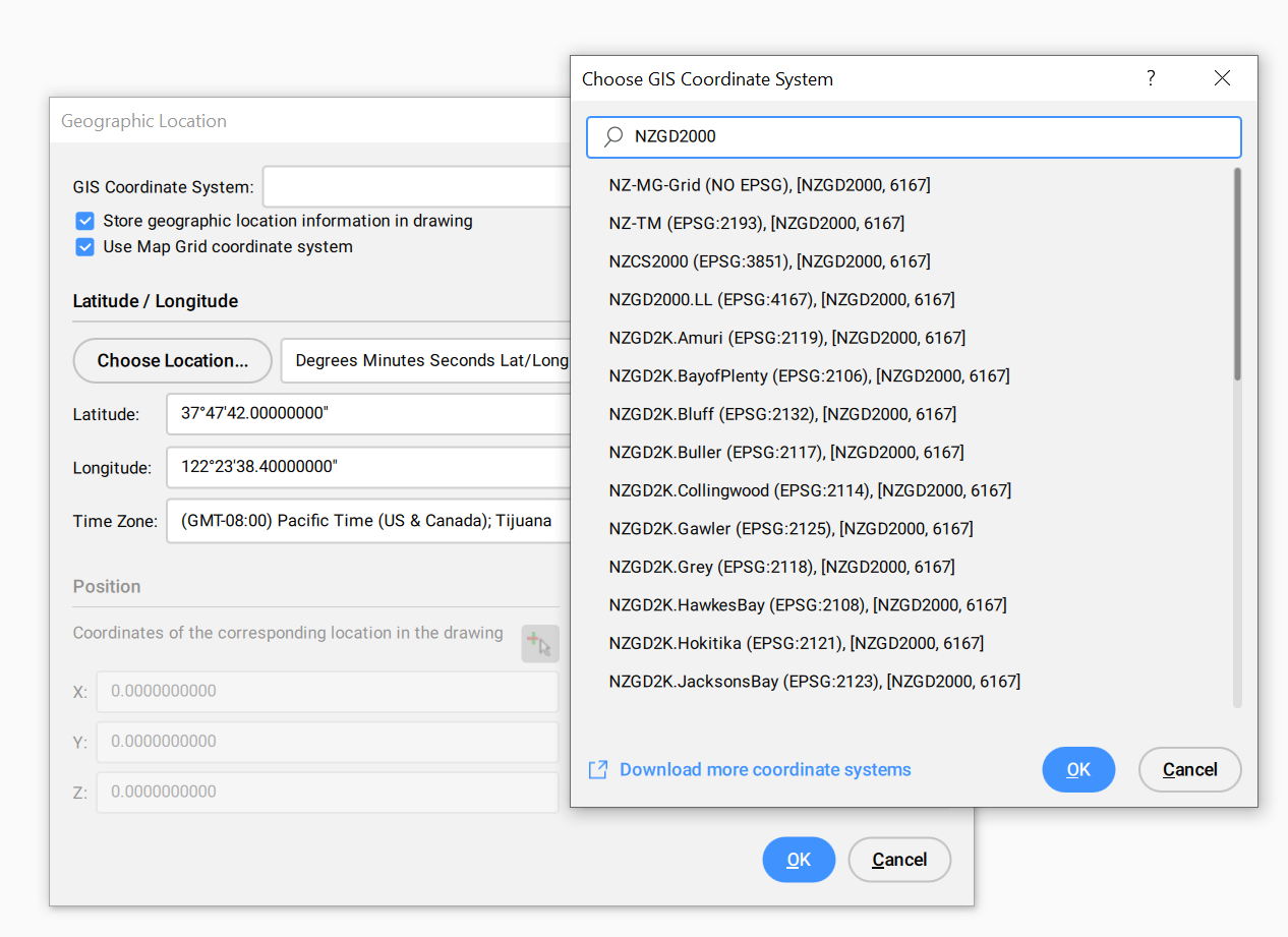 Geographic location command options