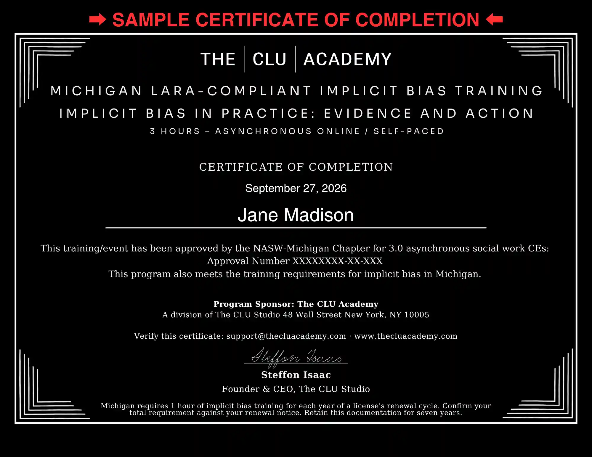 sample certificate of completion