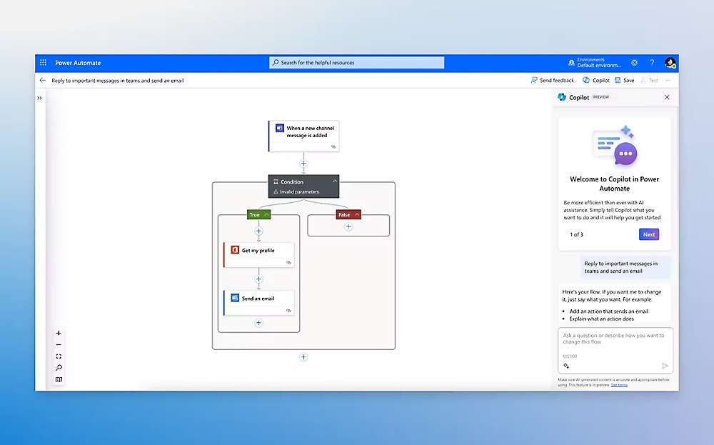A window showing a flow diagram for power automate.
