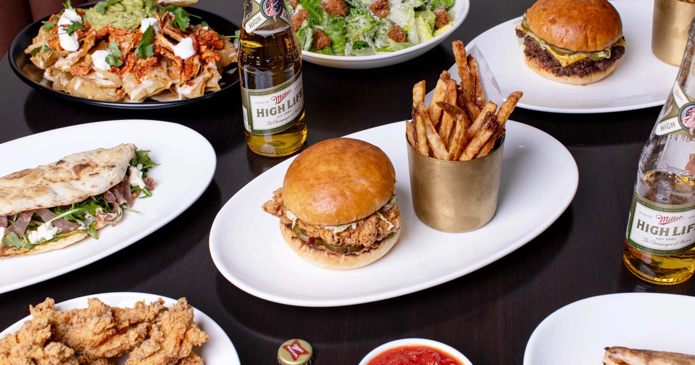 Burger, chips and pint of beer