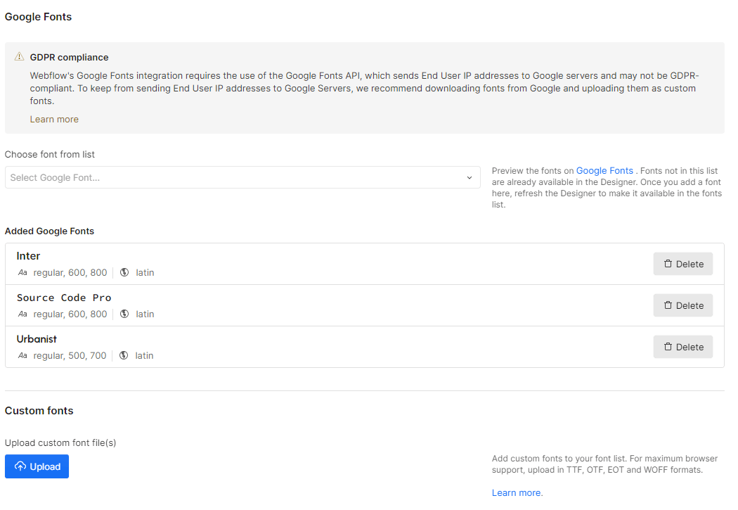 Custom Fonts - Laboratory X Webflow Template