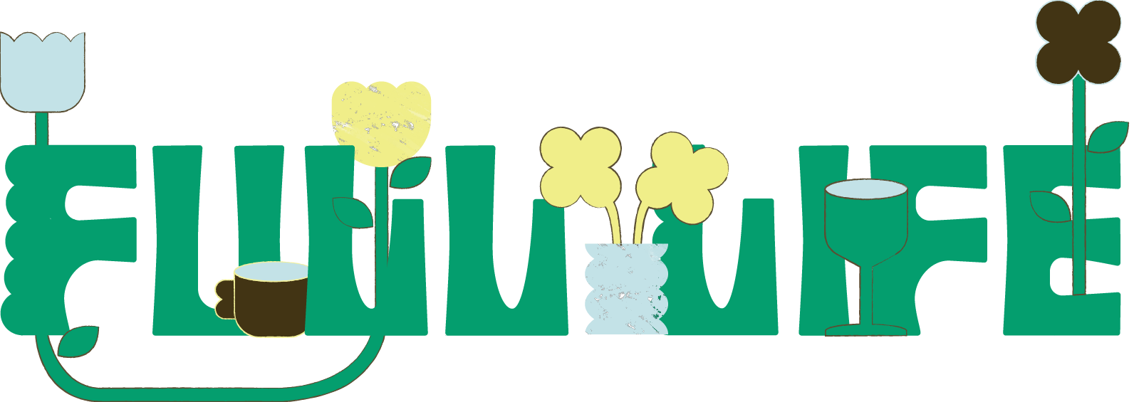 Full Life logo with flower illustrations growing through it