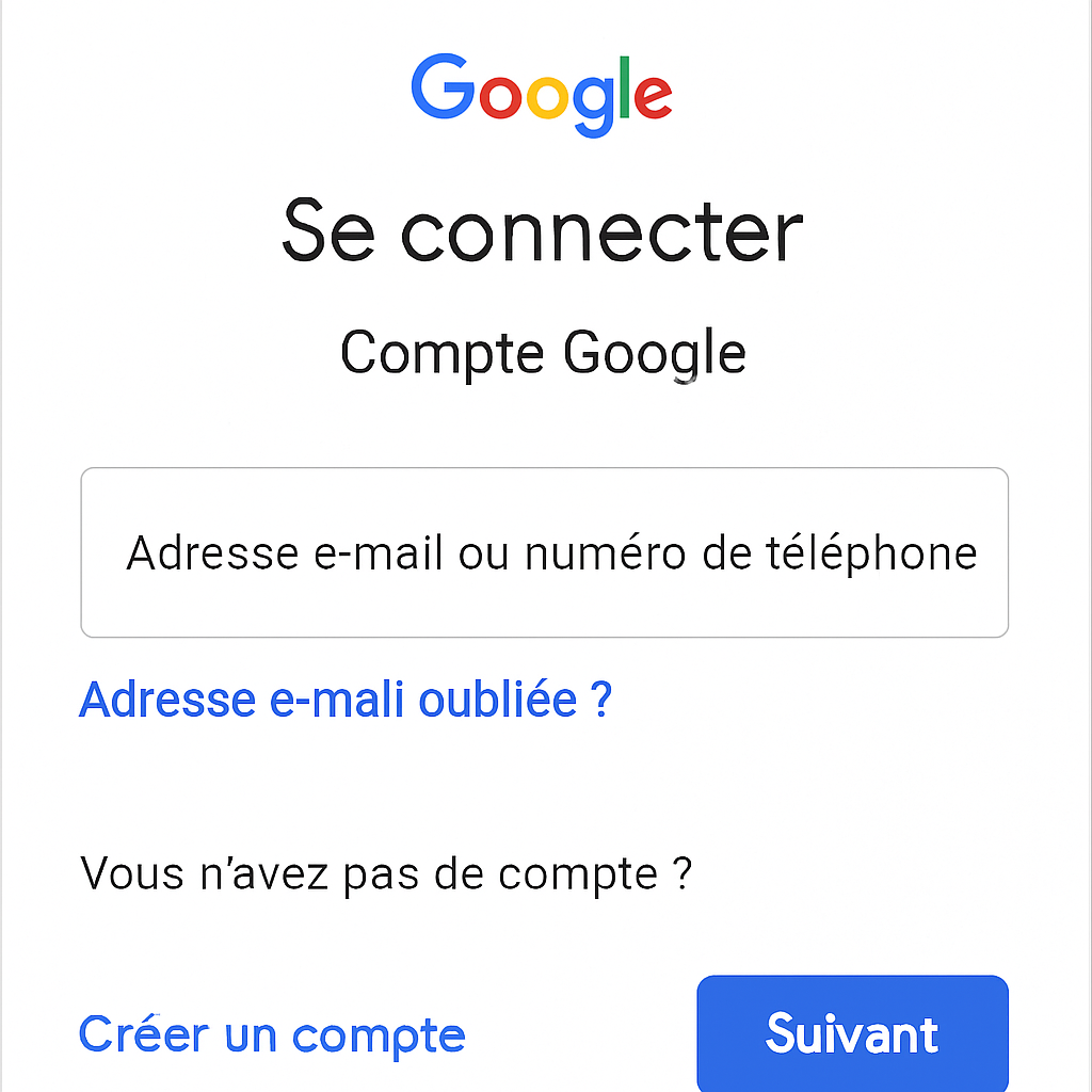 Image de connexion à un compte Google