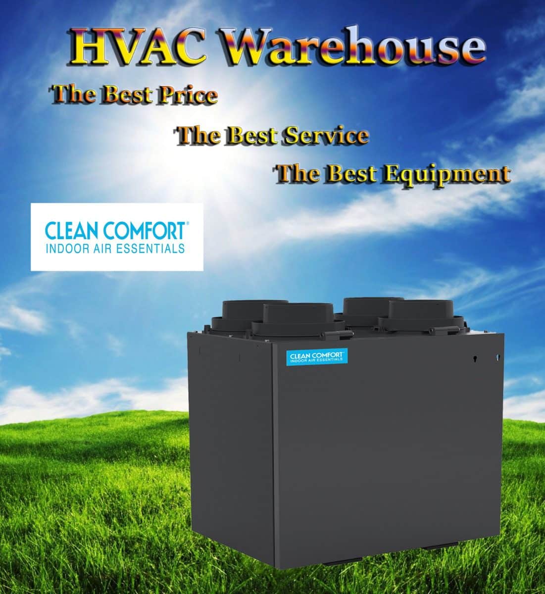 Clean Comfort-30-100 cfm-Energy Recovery Ventilator (ERV)-Top Port Space Saver