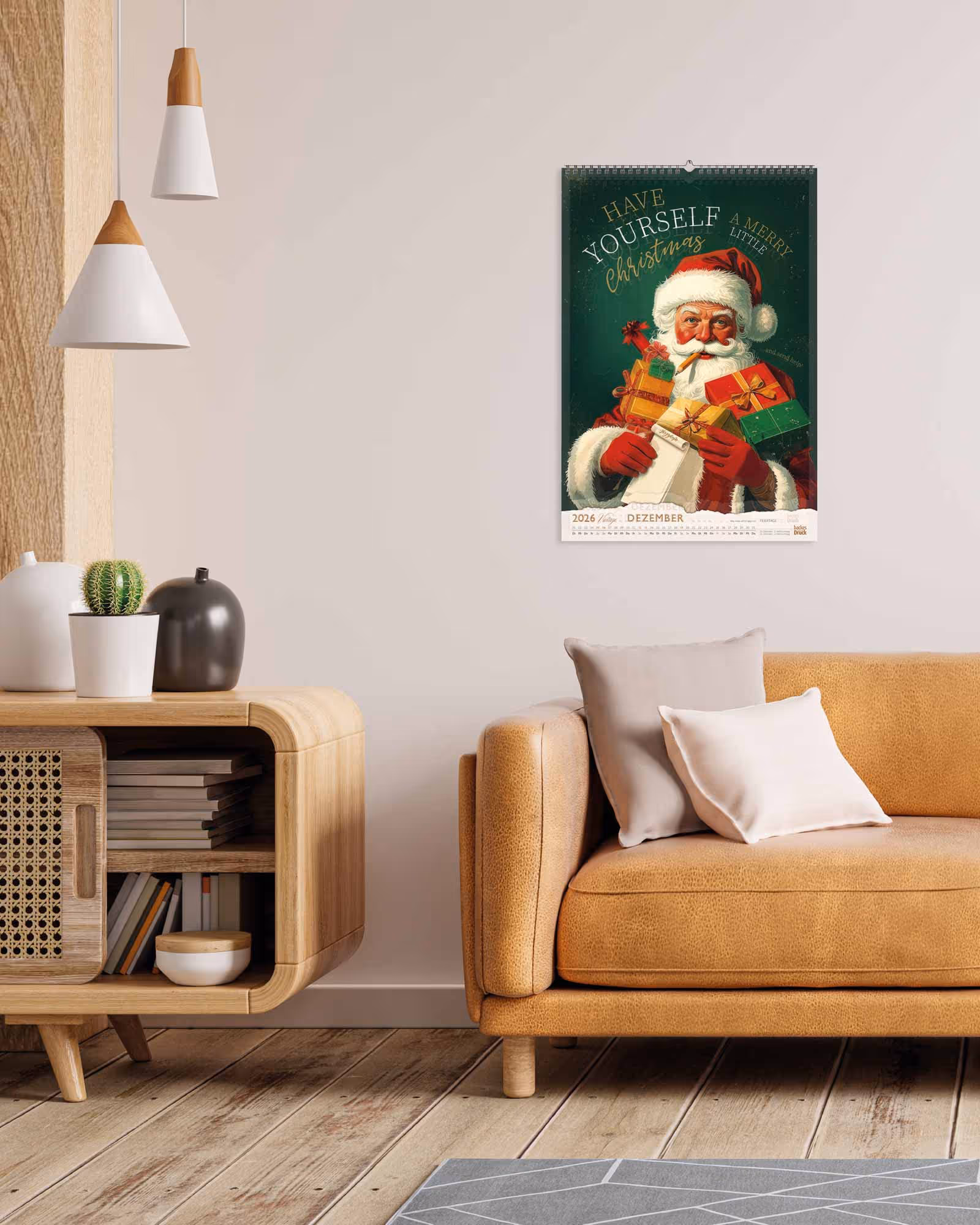 Ein festlicher Abschluss des Jahres: Der Weihnachtsmann erstrahlt im Glanz edler Goldfolie. Durch die iFoil-Veredelung entstehen fein schimmernde Akzente, die den Zauber traditioneller Weihnachts-illustrationen aufgreifen. So verbindet dieses Kalenderblatt Nostalgie, Wärme und hochwertige Druckkunst – perfekt, um das Jahr stilvoll ausklingen zu lassen.