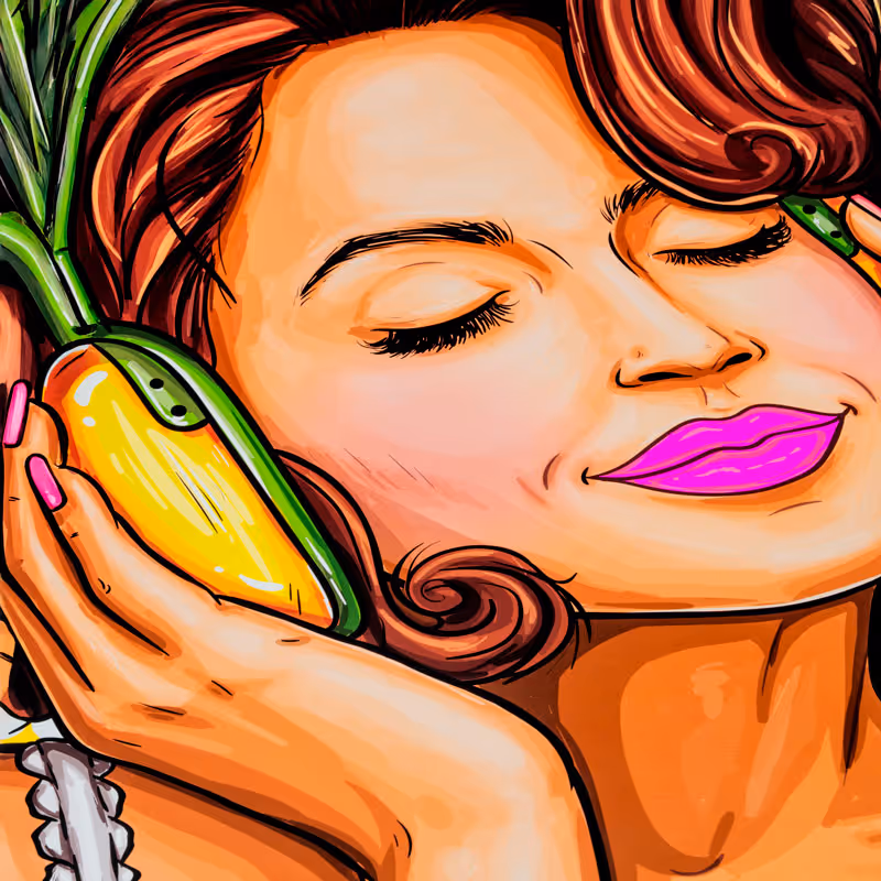 Illustration mit kräftigen Sonderfarben – Neon- und Metallic-Töne sorgen für maximale Leuchtkraft und markante Markenwirkung.