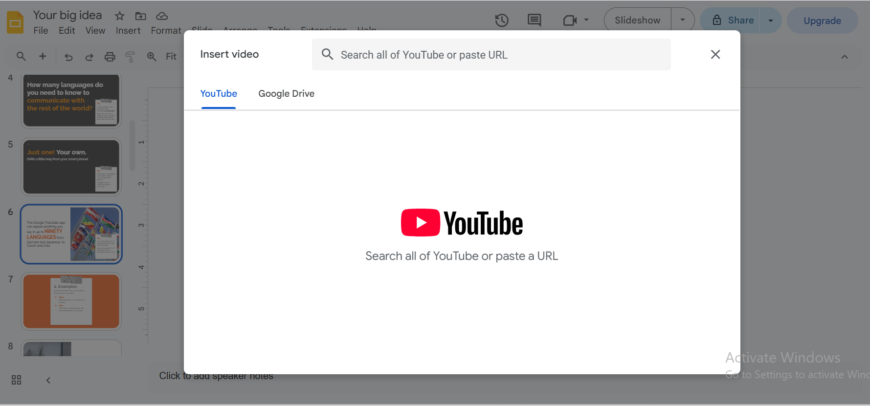 Insert > Video menu> Dialog Box