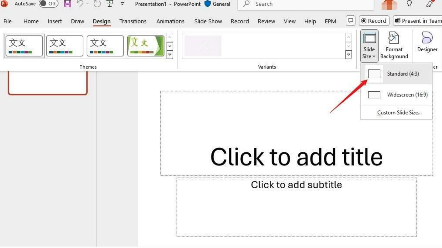 Google Slides custom page size dialog with unit dropdown visible