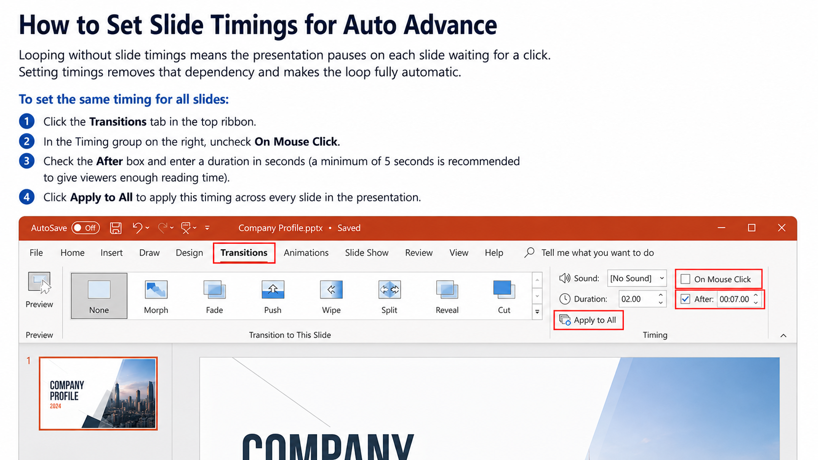 Audio Tools Playback tab in PowerPoint with Loop until Stopped option for background music