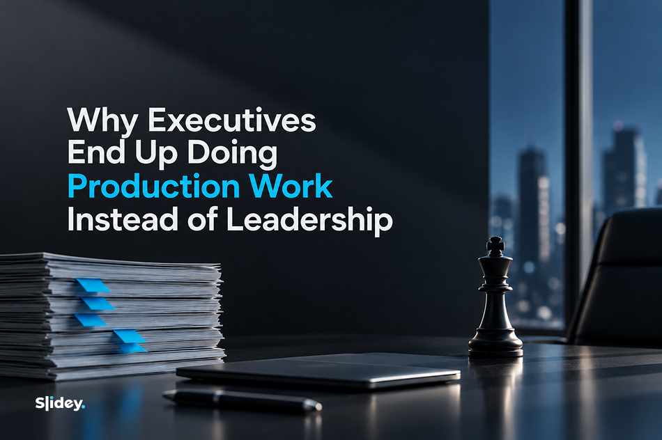 Executives spend time on PowerPoint production work instead of leadership, reducing focus on business targets.