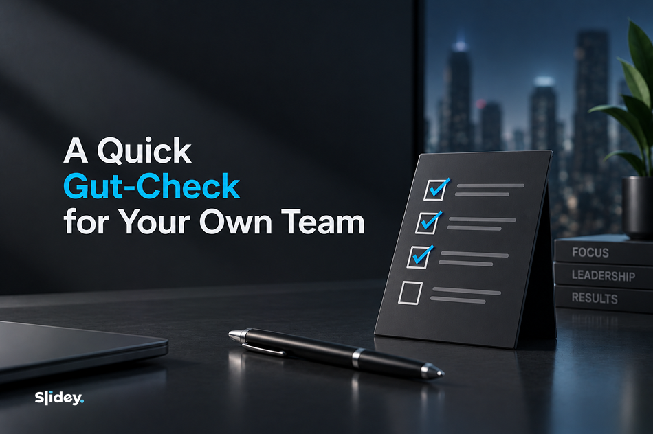 A quick PowerPoint gut-check helps teams review presentation work, focus leadership time, and improve results.
