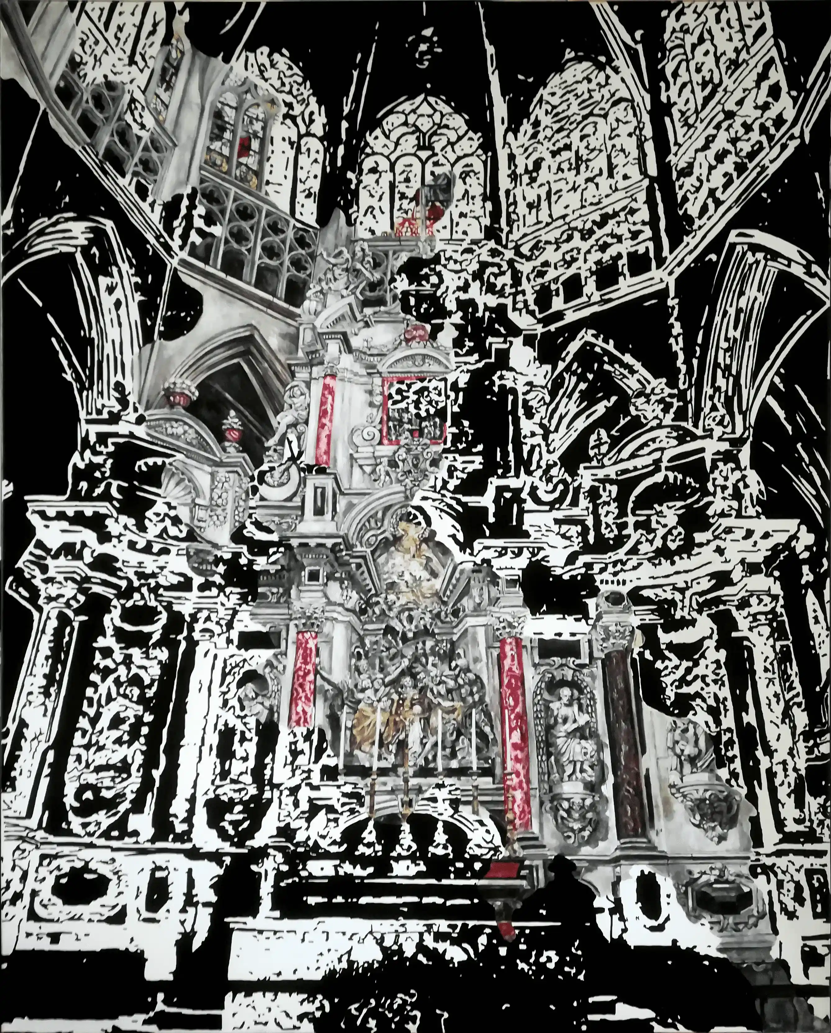 Déchirure superfétatoire dans un manichéisme reproduit à outrance - oeuvre de Xavier Pinel - artiste visuel à Toulouse