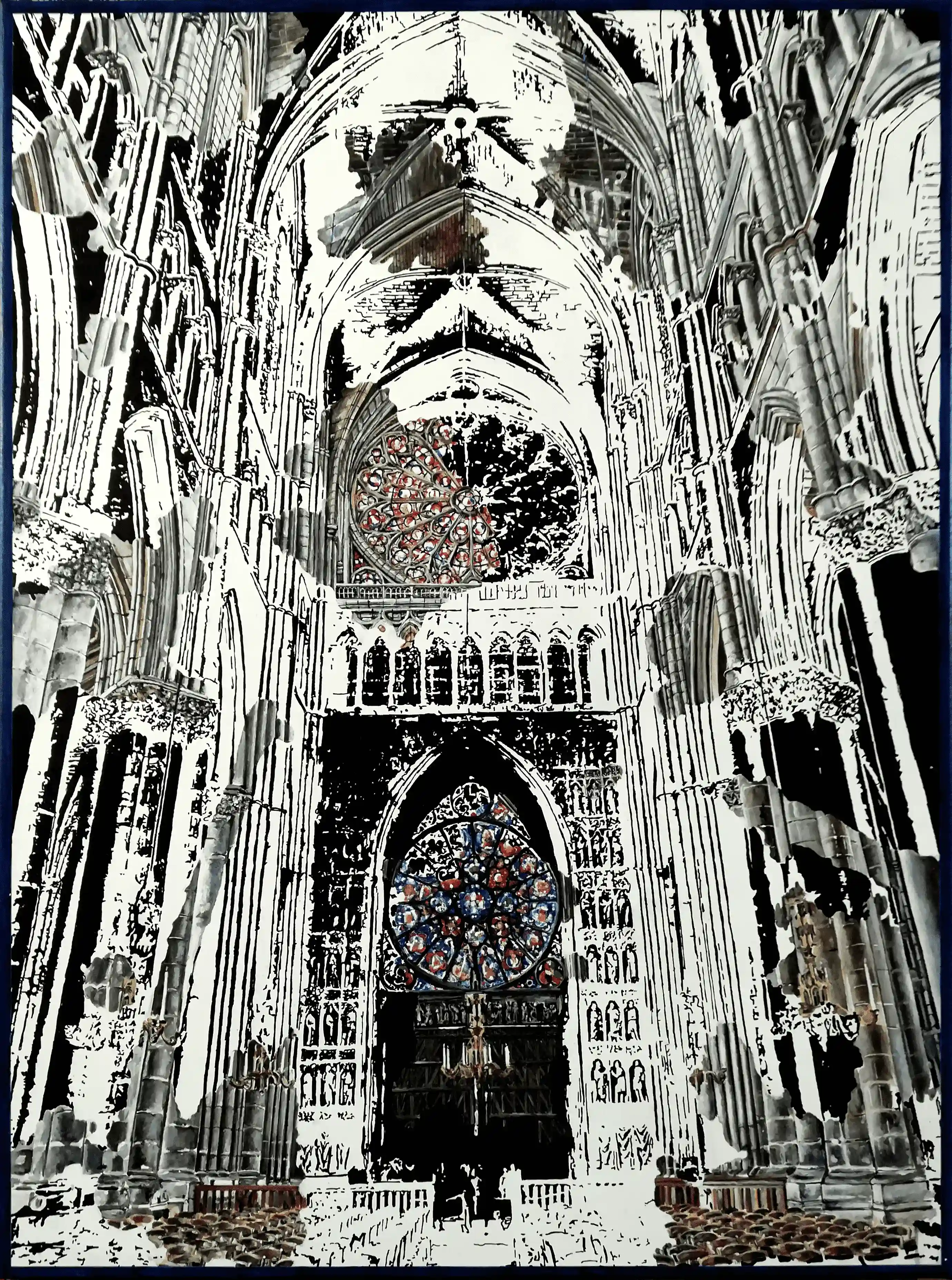 Rosaces lumineuses et ogives aiguës apprêtées pour déchirer le firmament  oeuvre de Xavier Pinel - artiste visuel à Toulouse