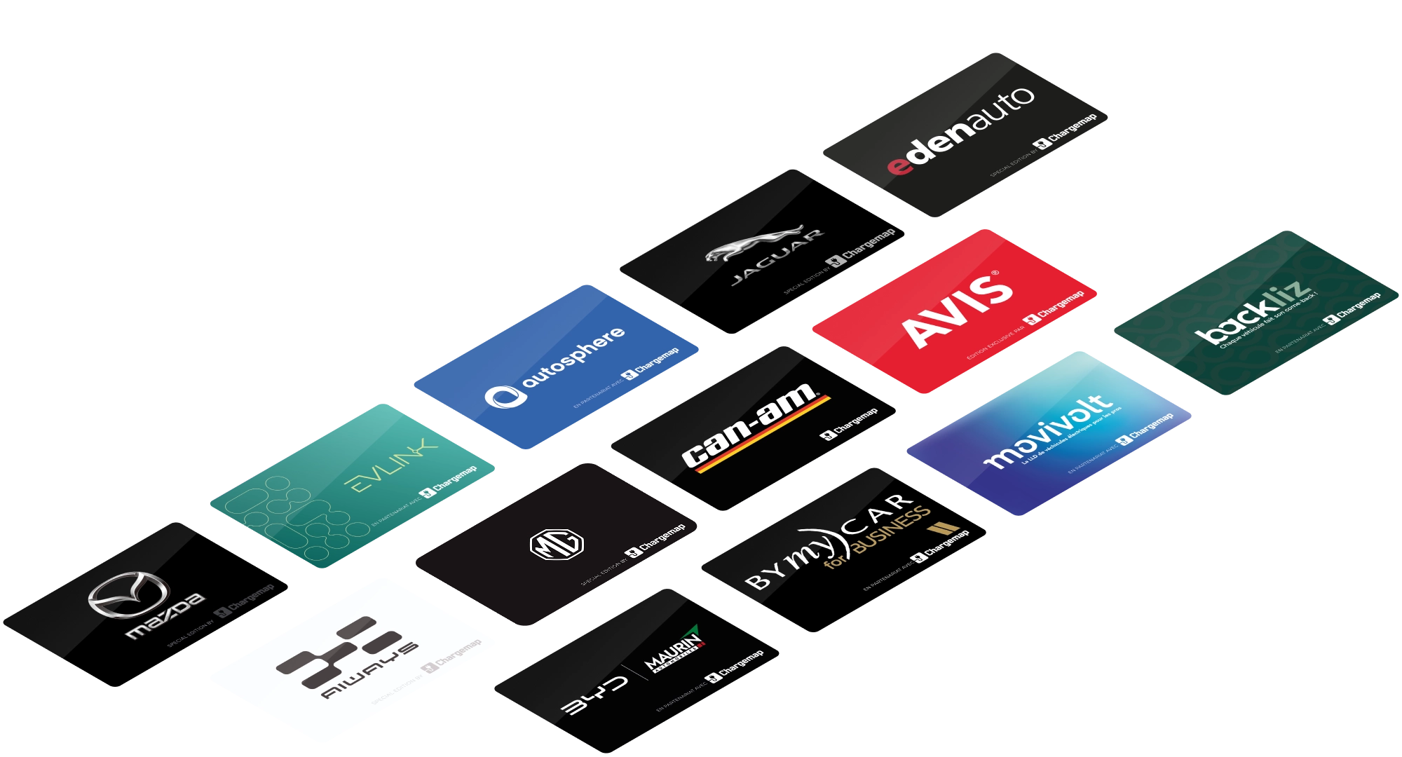 Listes cartes de recharges voitures électriques chargemap business