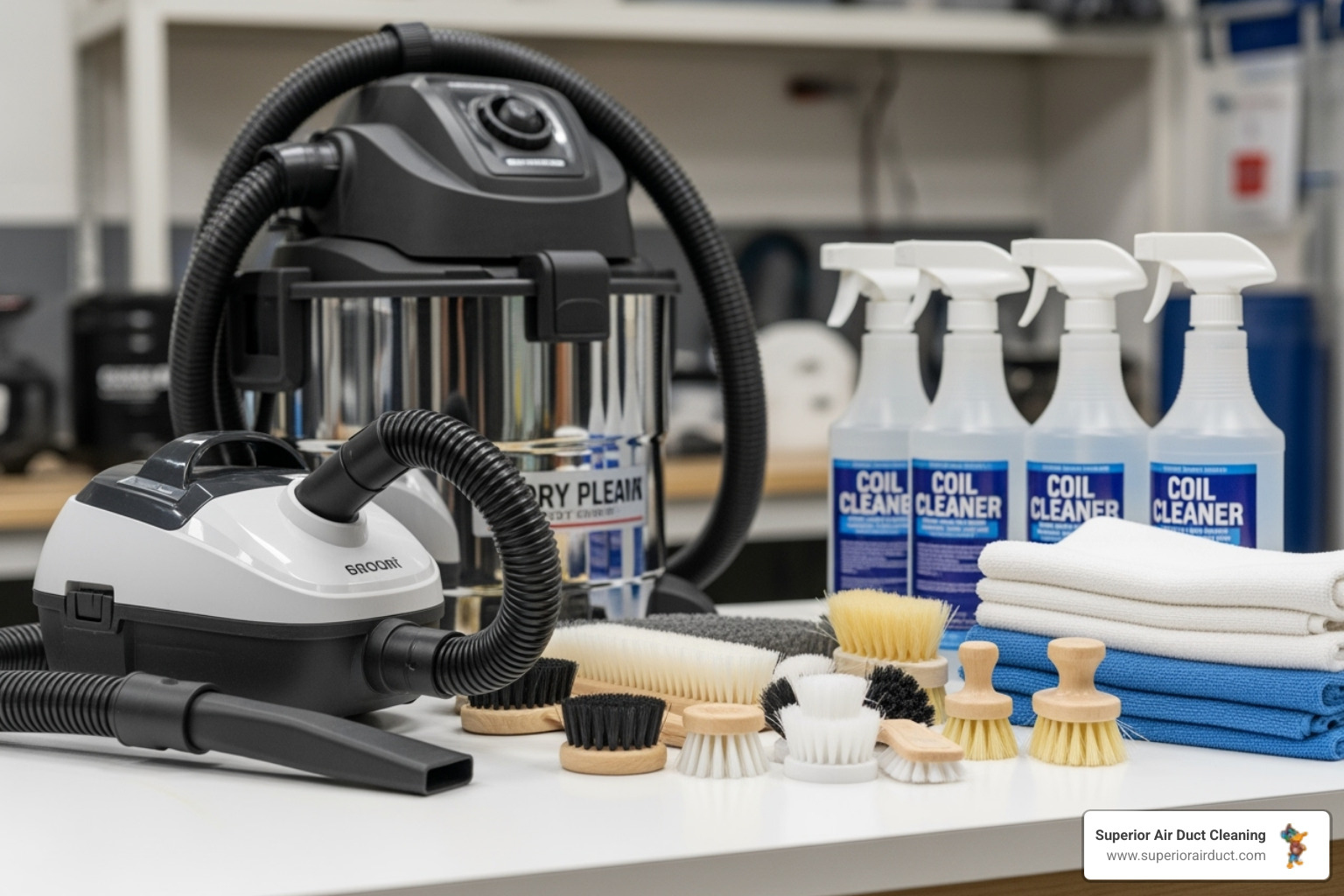 DIY cleaning tools like brushes, vacuums, and cleaning solutions - air handler cleaning
