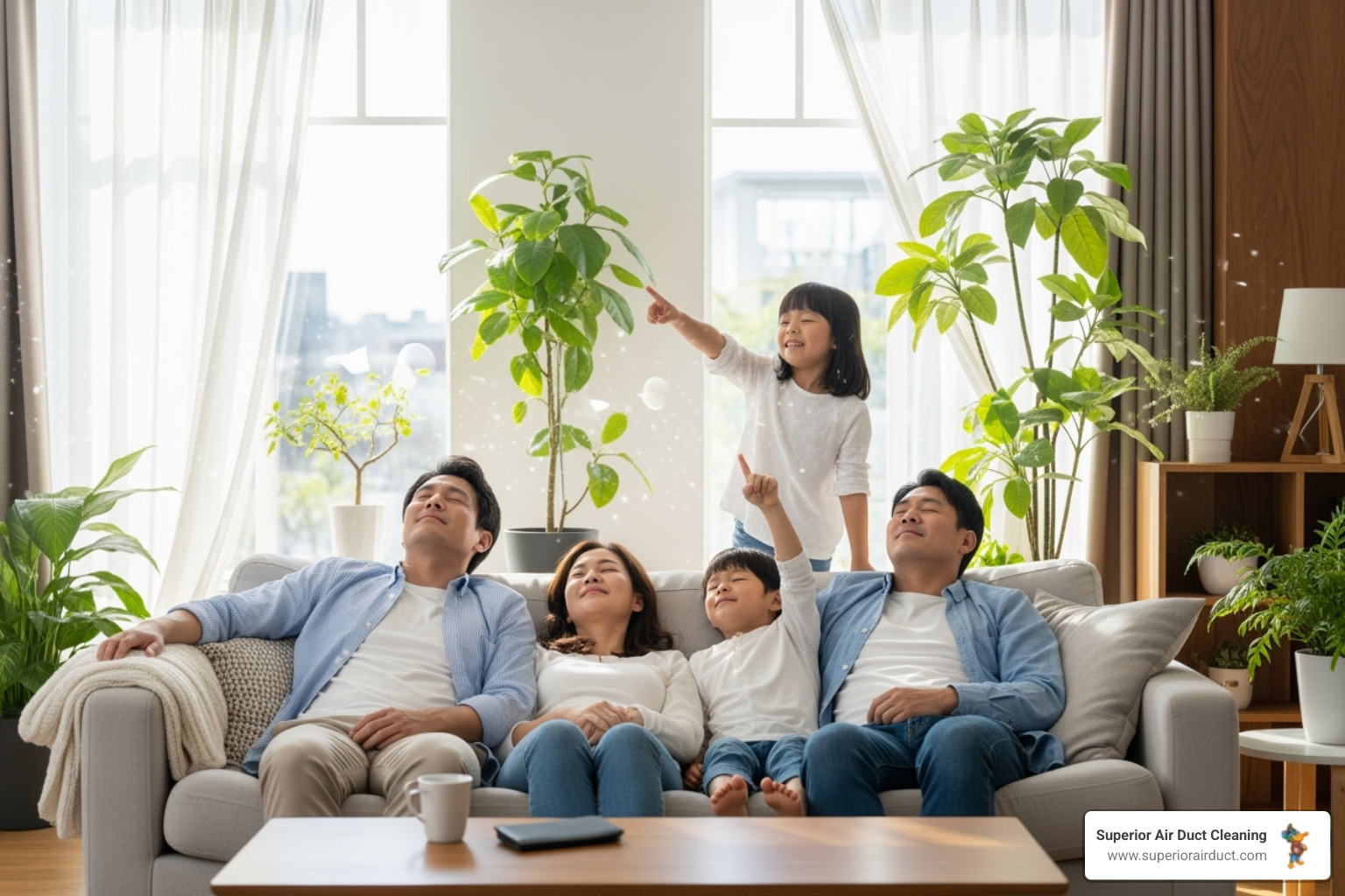 A family breathing easily in their home - Pittsburgh air duct cleaning