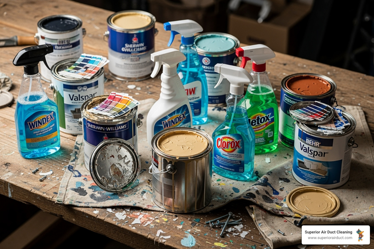 common household items that release VOCs like paint cans and cleaning sprays - healthy indoor air