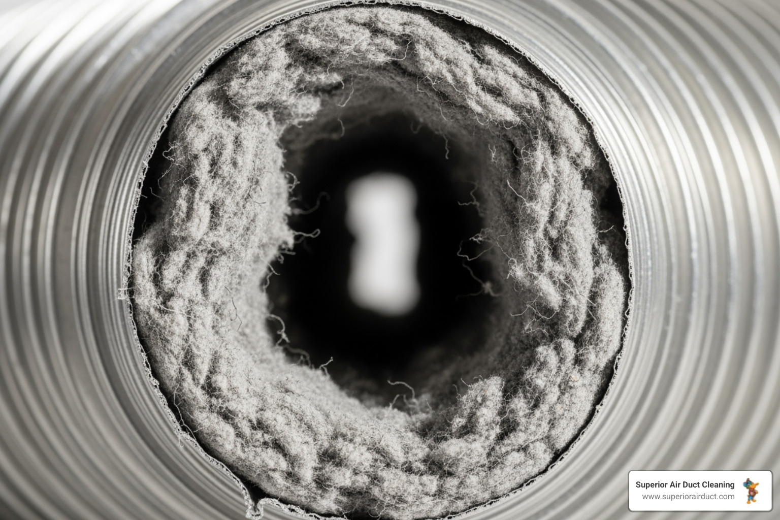 Image of a dangerously clogged dryer vent full of lint - duct cleaning companies