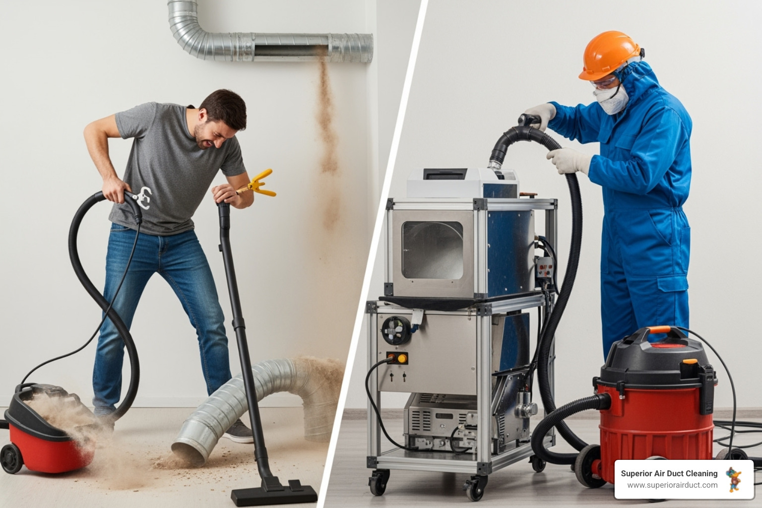 A table comparing the effectiveness, safety, cost, and long-term results of DIY vs. Professional mold removal - air duct mold removal
