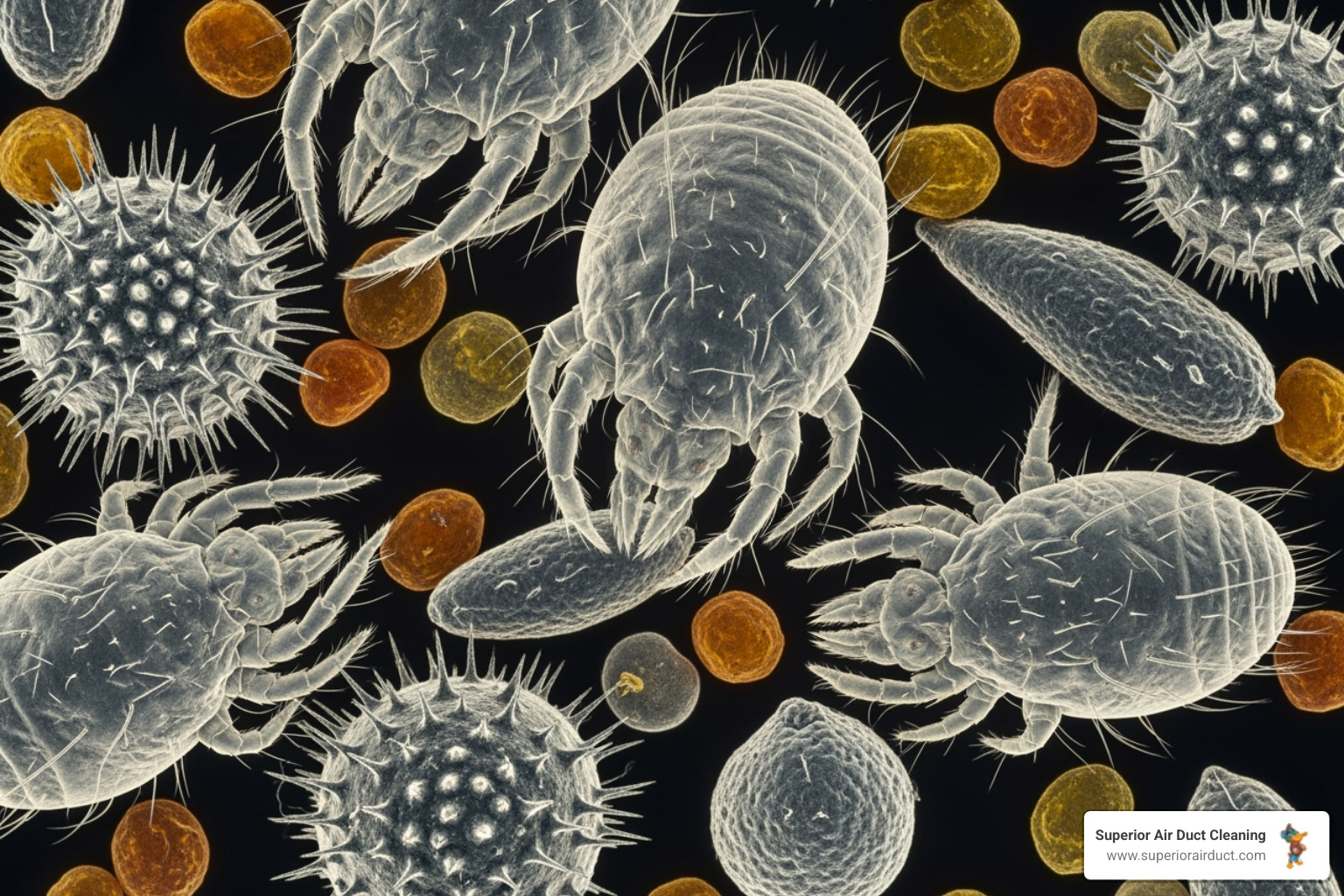 microscopic view of dust mites and pollen - Duct Cleaning Company in Youngstown