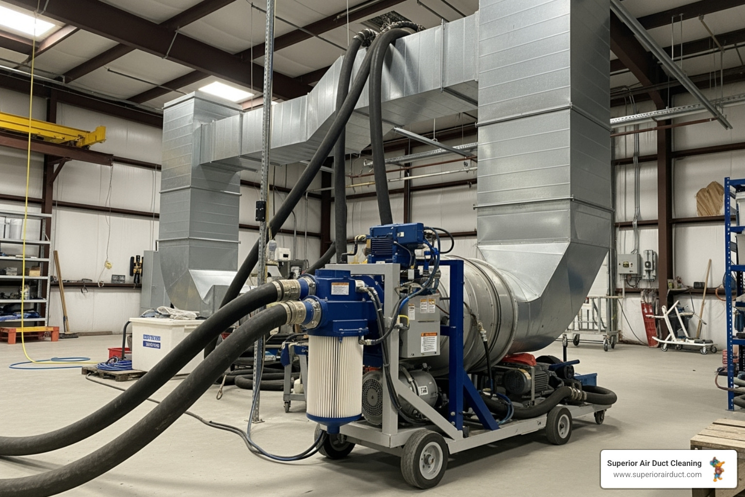 large negative air pressure machine connected to commercial ductwork - Commercial Duct Cleaning in Pittsburgh large negative air pressure machine connected to commercial ductwork - Commercial Duct Cleaning in Pittsburgh