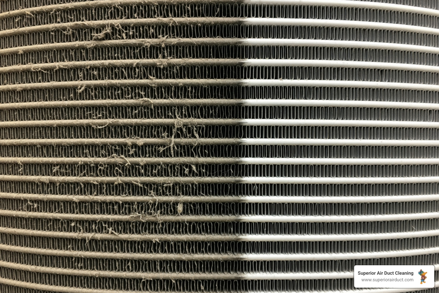 dirty vs. clean HVAC coil - Commercial Duct Cleaning in Pittsburgh dirty vs. clean HVAC coil - Commercial Duct Cleaning in Pittsburgh