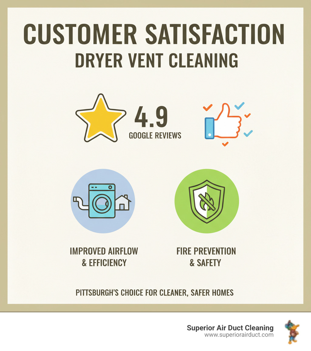 Infographic showing customer satisfaction and positive reviews - Dryer Vent Cleaning Company in Pittsburgh infographic 