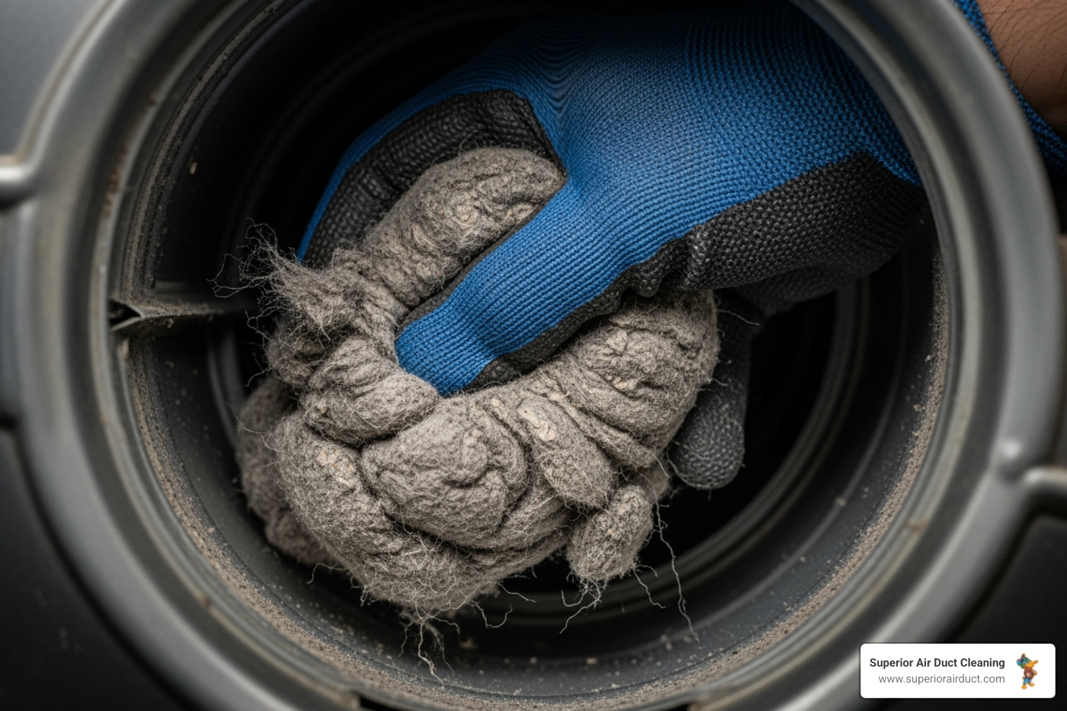 Thick layer of lint being removed from a dryer vent pipe - Dryer Vent Cleaning in Youngstown