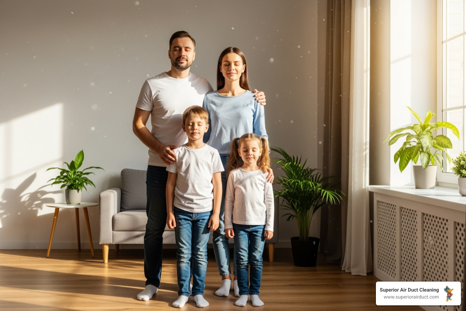 family enjoying fresh air in their home - cigarette smoke odor ducts aliquippa pa