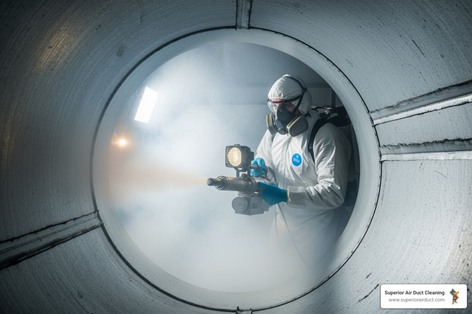 technician using a fogger in an air duct system - duct deodorizing cranberry township pa