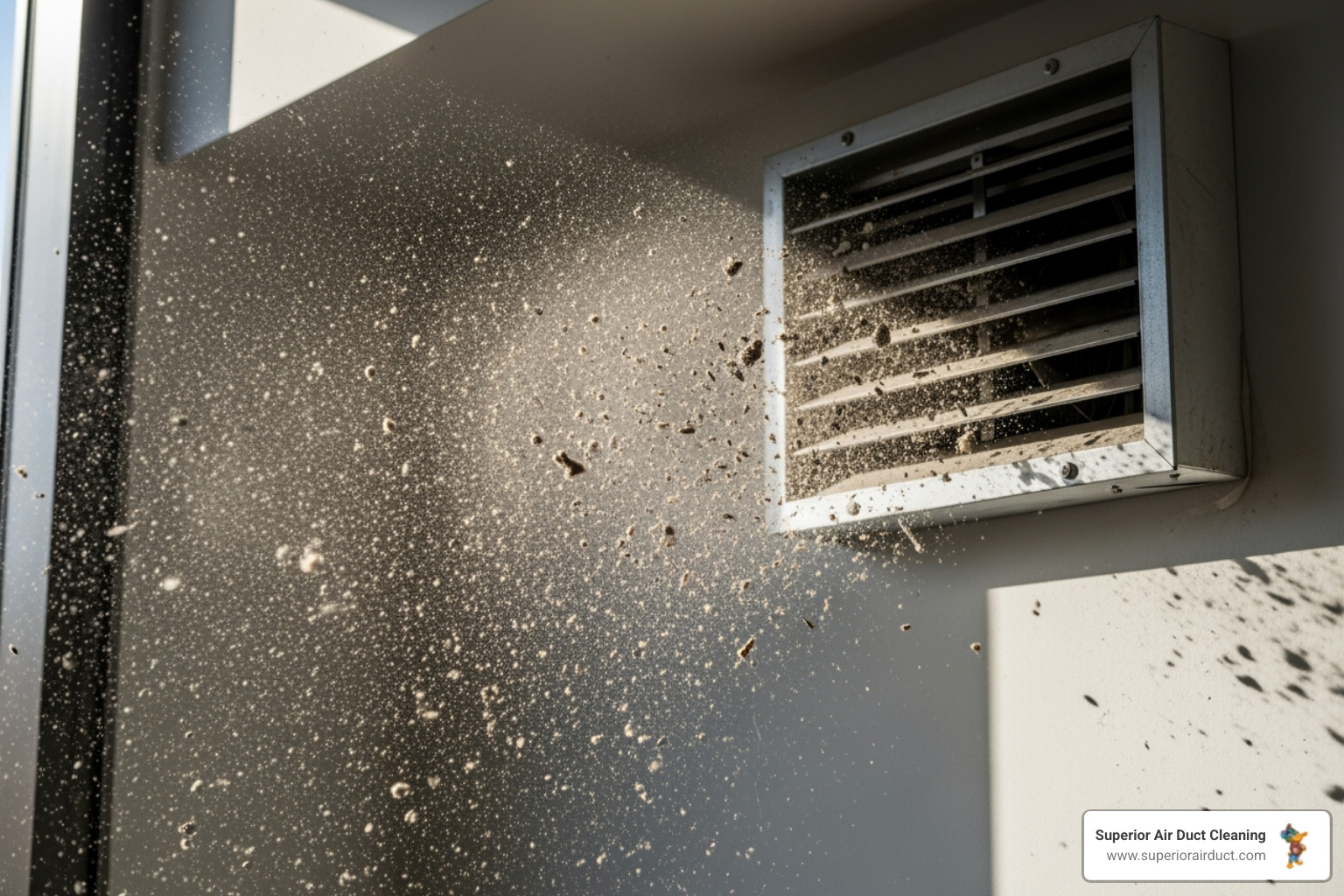 excessive dust blowing from a commercial air vent - commercial ductwork cleaning rochester pa