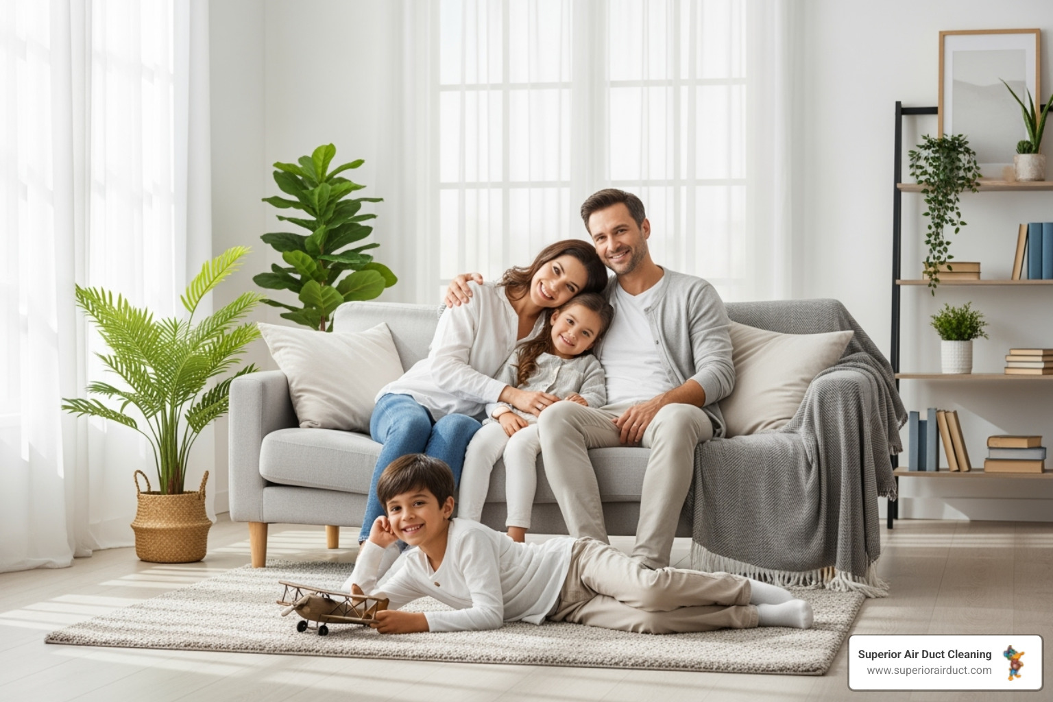 of a family breathing easy in a fresh-looking home - hvac sanitization new brighton pa of a family breathing easy in a fresh-looking home - hvac sanitization new brighton pa