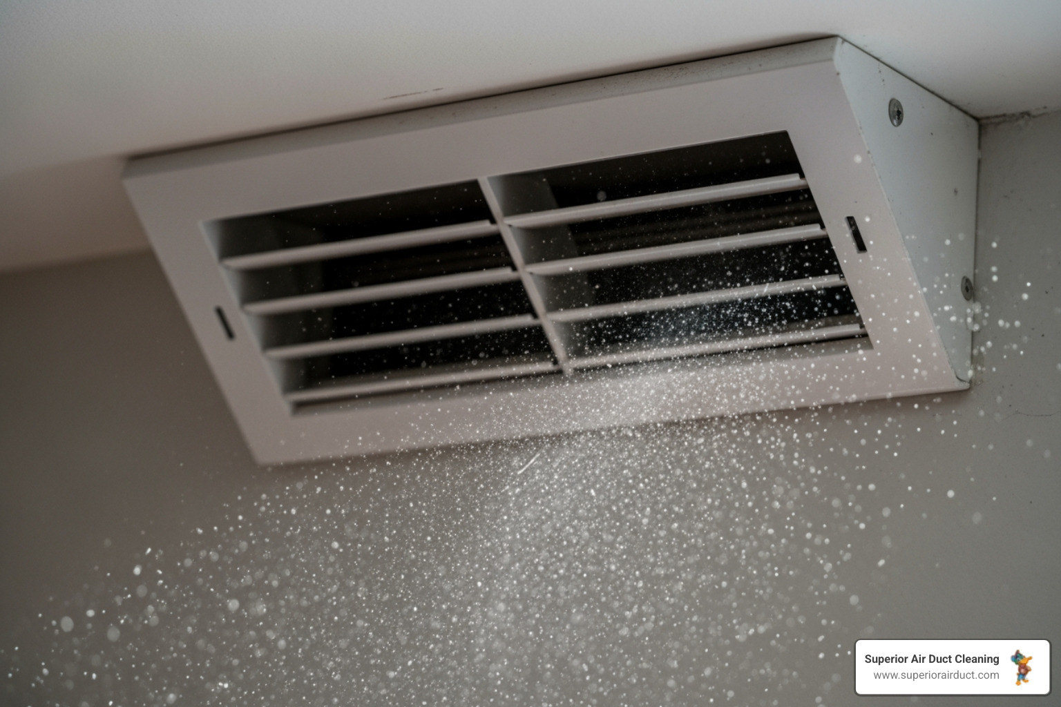 dust blowing from an air vent in a residential home - "I need to find a service to remove dust from the air ducts in my Pittsburgh home. Who should I call?"