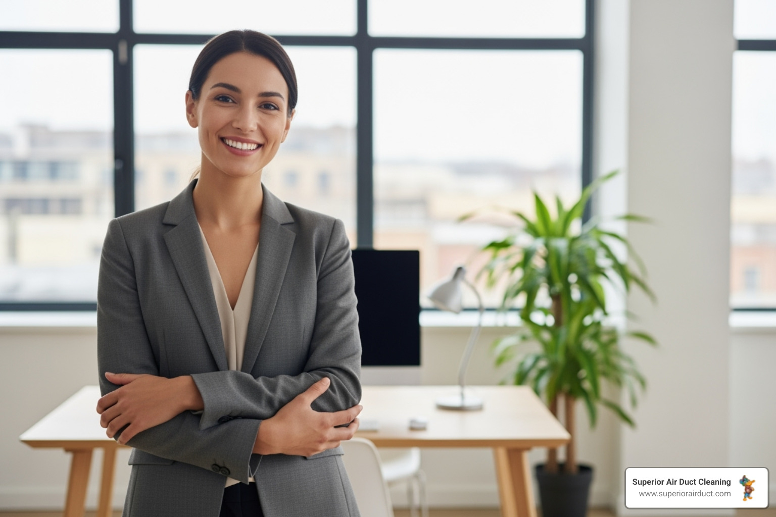 satisfied business owner in a fresh, clean office environment - commercial hvac duct cleaning youngstown oh
