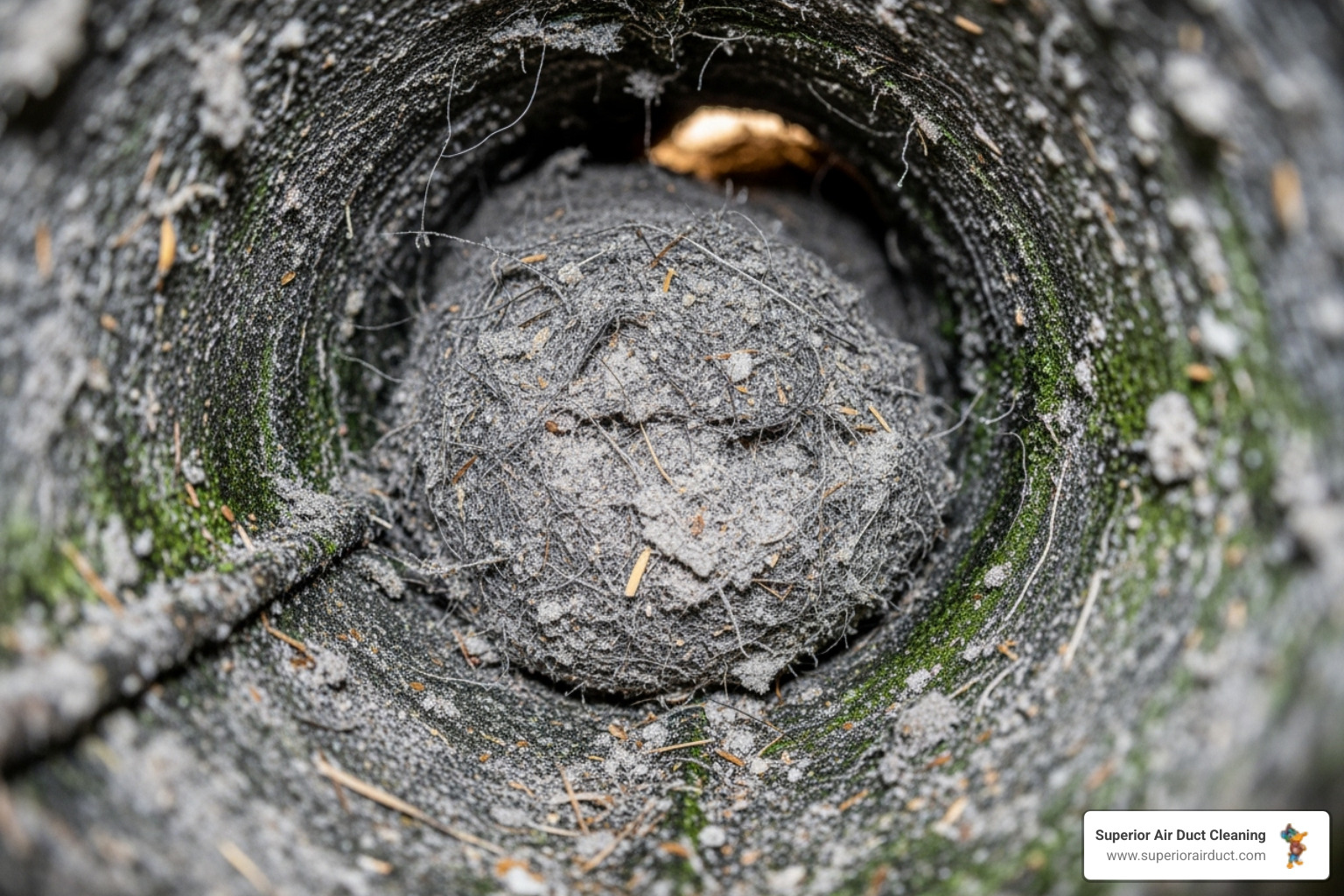 image of a dirty, clogged air duct interior before cleaning - air duct cleaning new brighton pa