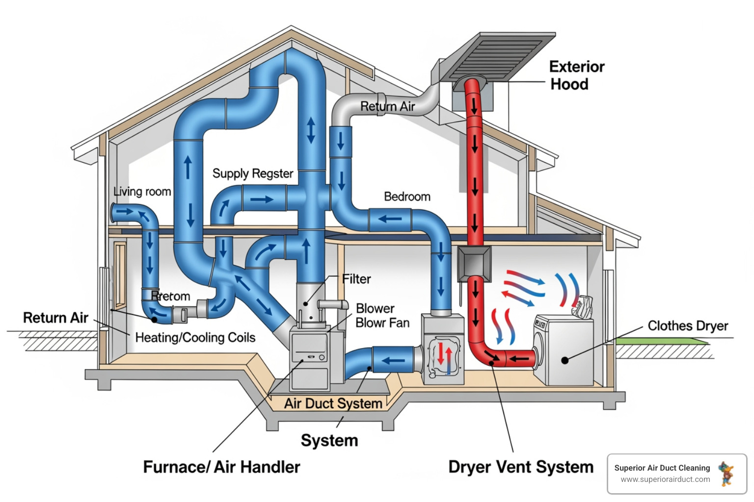 a diagram showing the difference between air ducts and a dryer vent system - air duct cleaning poland oh a diagram showing the difference between air ducts and a dryer vent system - air duct cleaning poland oh