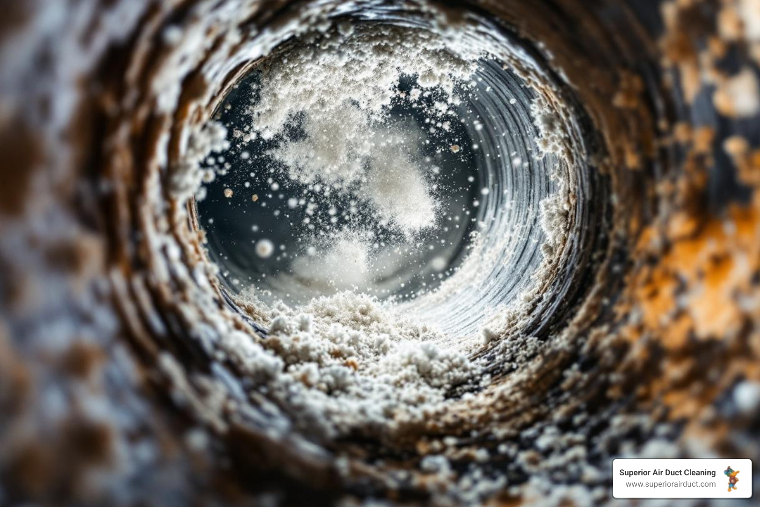 Infographic showing how dust, pet dander, pollen, mold spores, and bacteria accumulate in home ductwork and circulate through the HVAC system into living spaces, with arrows indicating airflow patterns from contaminated ducts to rooms throughout a typical Pittsburgh home - residential duct cleaning pittsburgh pa