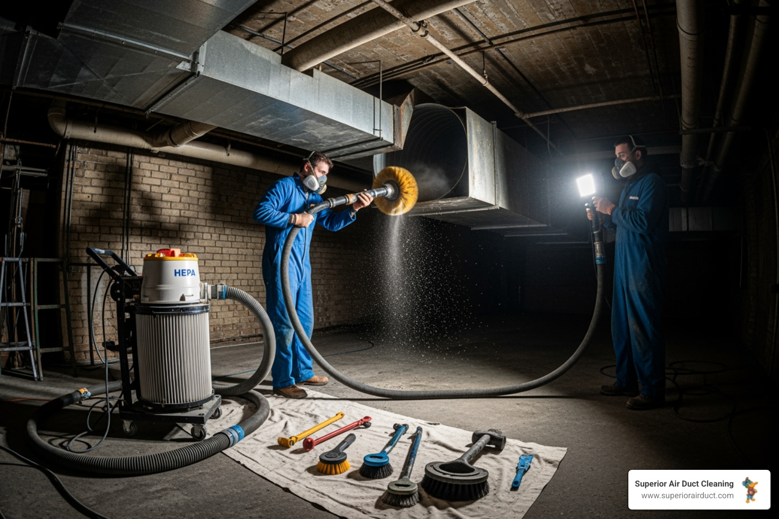 infographic showing how dust, mold, bacteria, and allergens circulate through a commercial building HVAC system and impact employee health and productivity - commercial duct cleaning near me in pittsburgh, pa